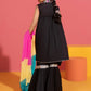 Black- Girl's Embroidered Gharara