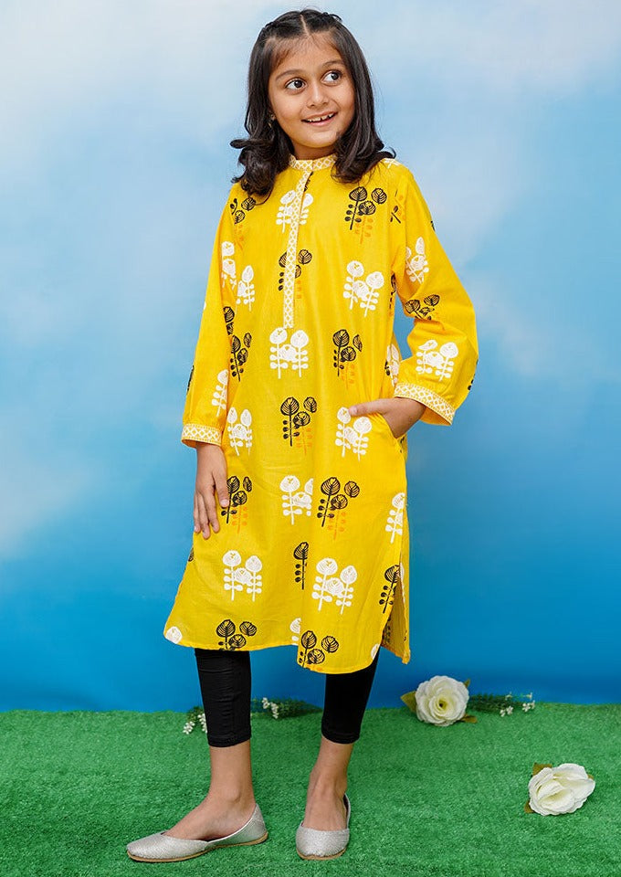 Yellow - Girl's Kurta