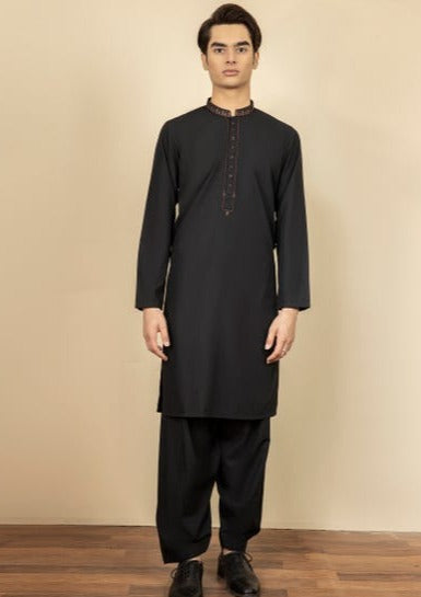Black - Teen Boy's Kameez & Shalwar
