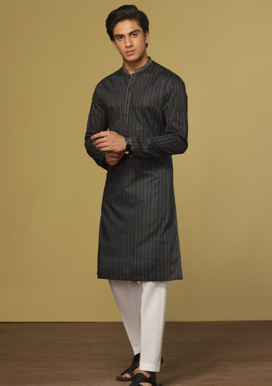 Black - Teen Boys Kurta