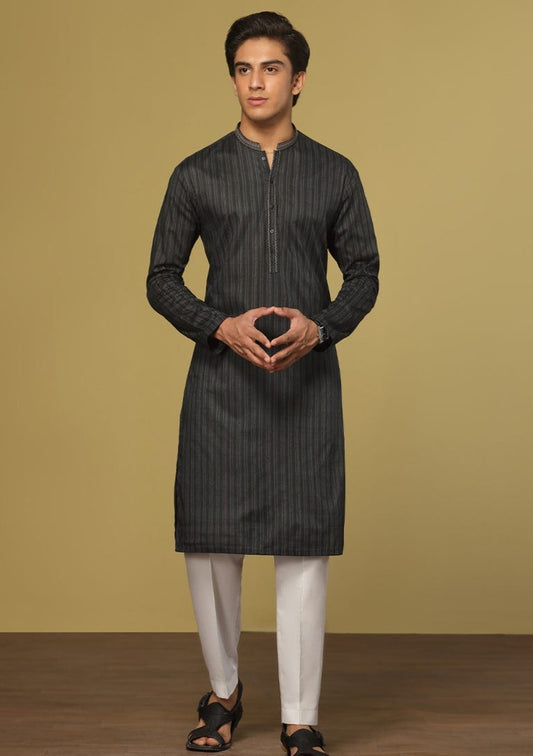 Black - Teen Boys Kurta