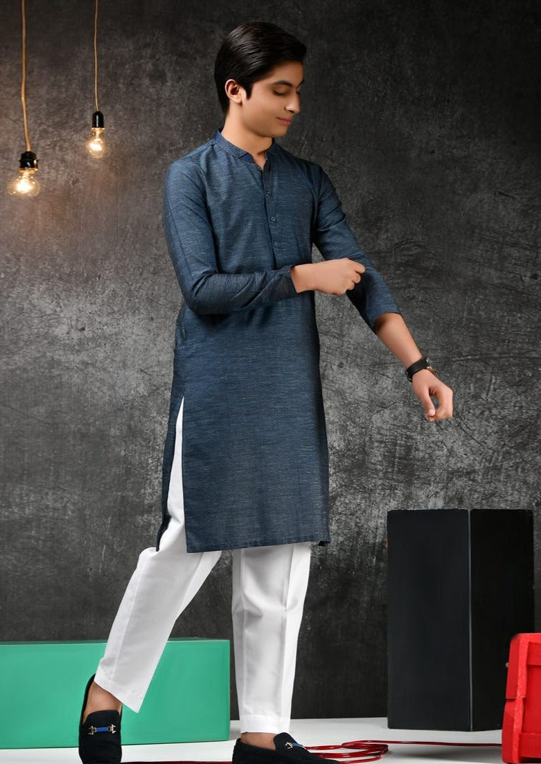 Denim Blue - Teen Boys Kurta