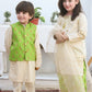 Gold & Parrot Green -  Boy's Kameez, Shalwar & Waistcoat