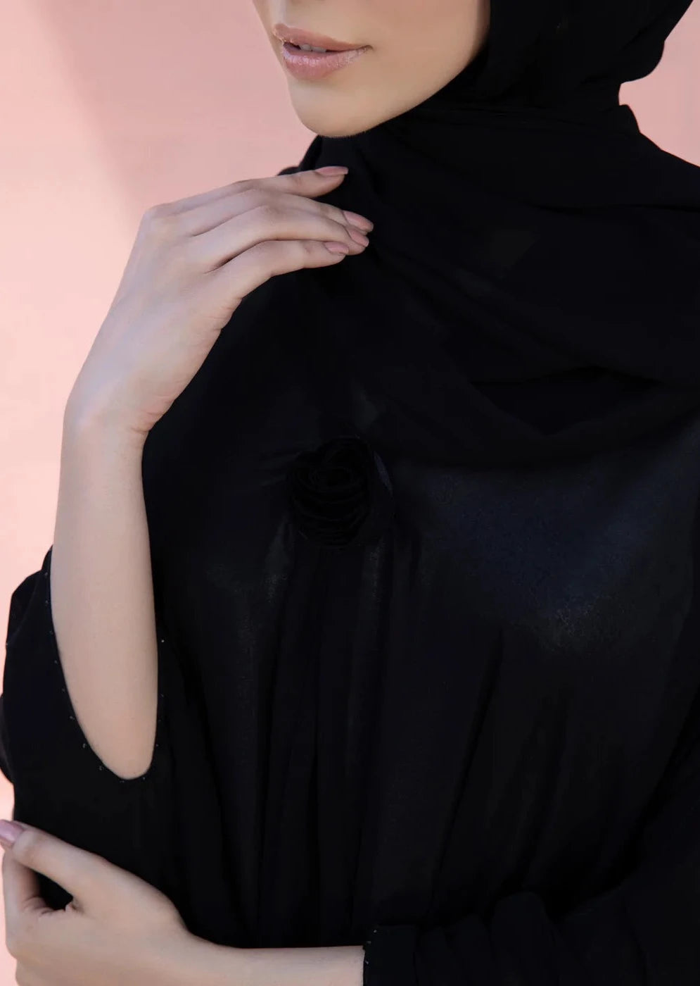 Black : Kaftan Abaya & Hijab Set