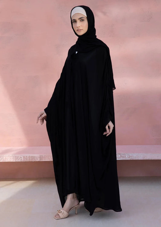 Black : Kaftan Abaya & Hijab Set