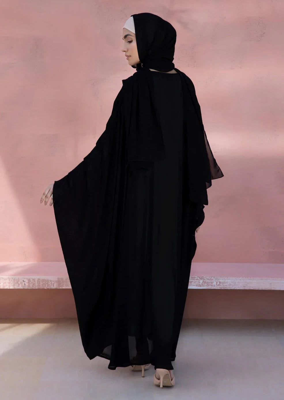 Black : Kaftan Abaya & Hijab Set