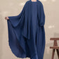 Blue : Pleated Kaftan Abaya & Hijab Set