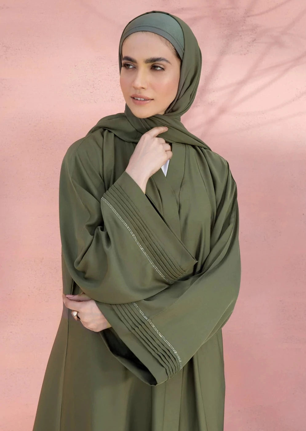 Olive : Button Through Abaya