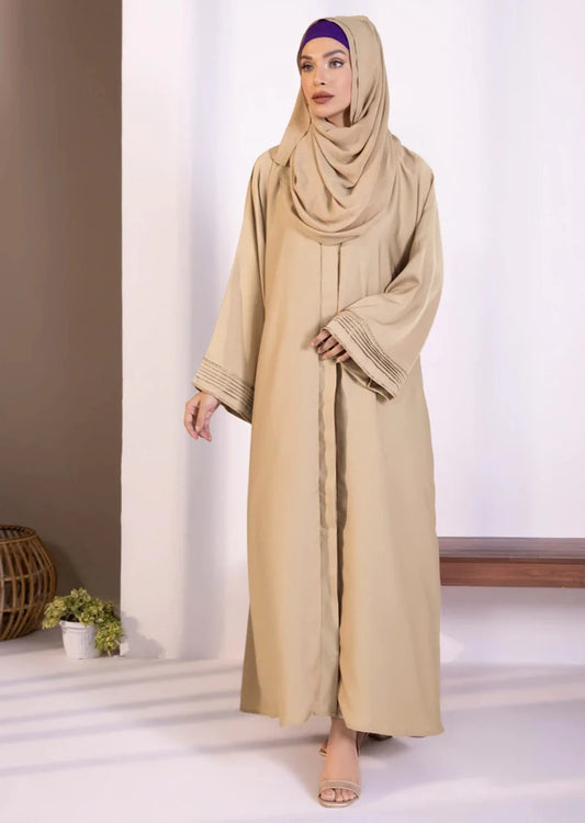 Beige : Button through Abaya