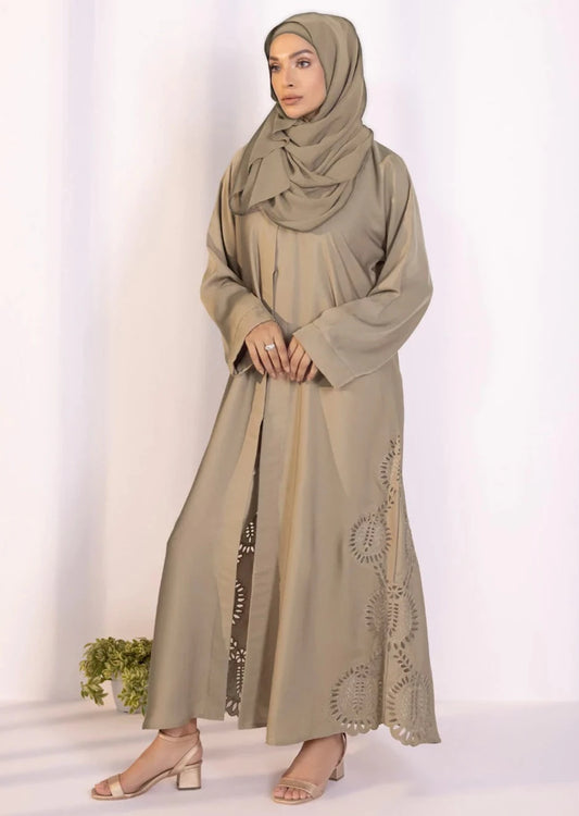 Beige : Abaya & Hijab Set