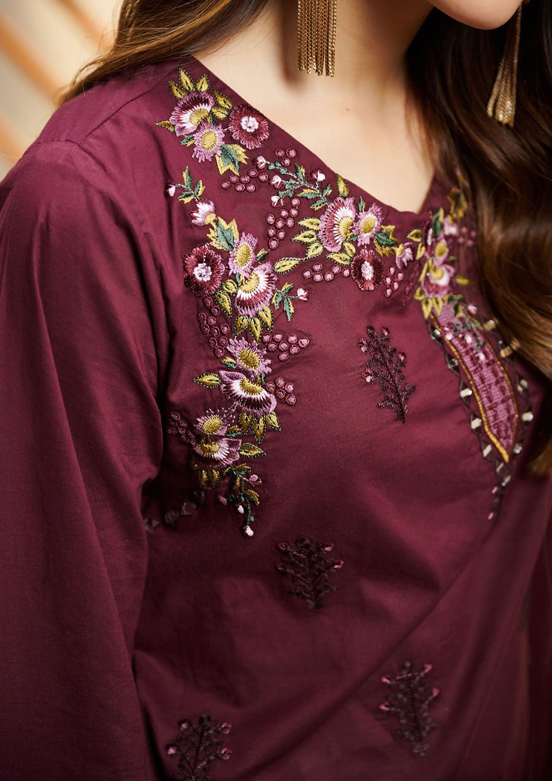 Burgundy - Women's Dress - DC-2040