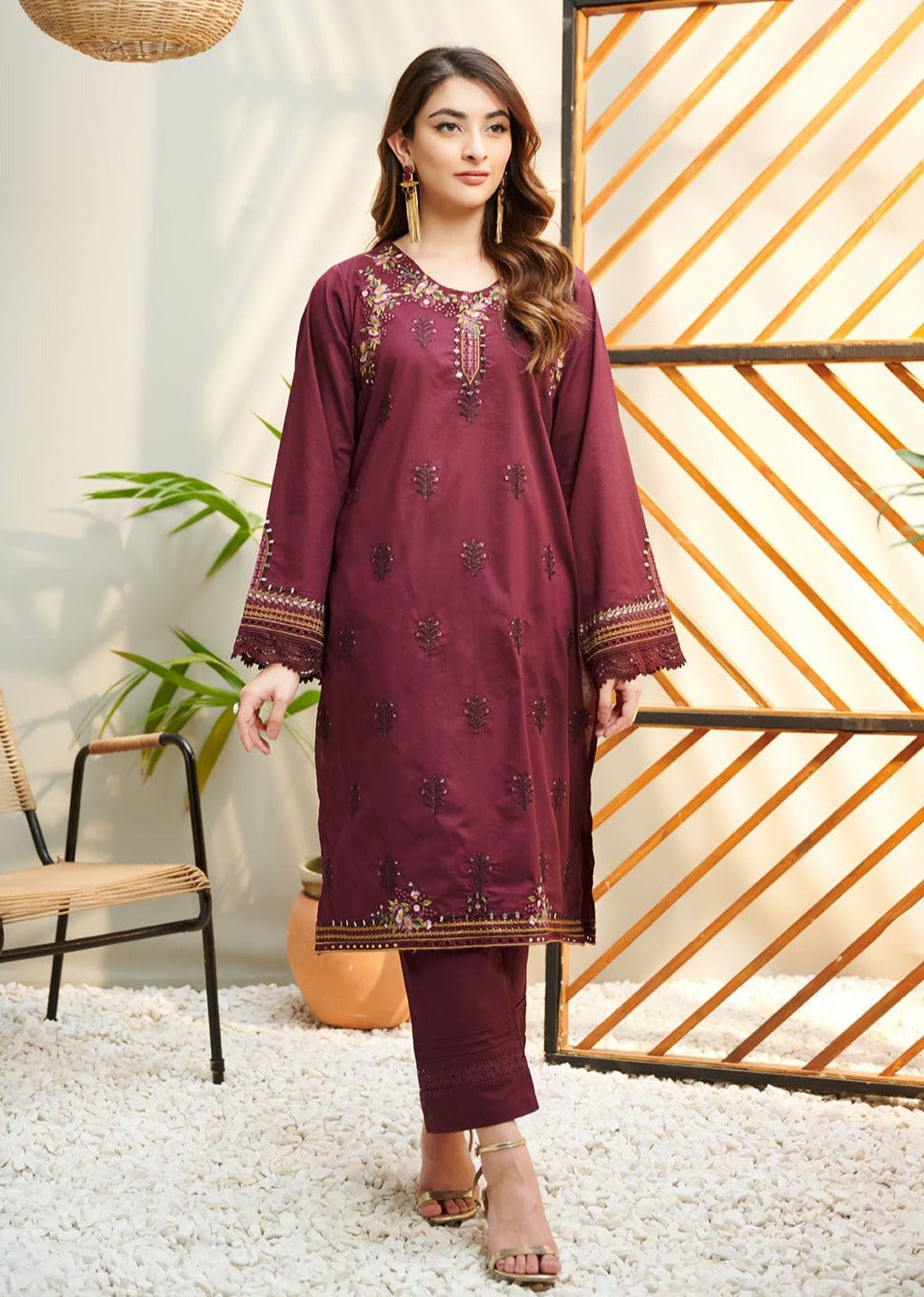 Burgundy - Women's Dress - DC-2040