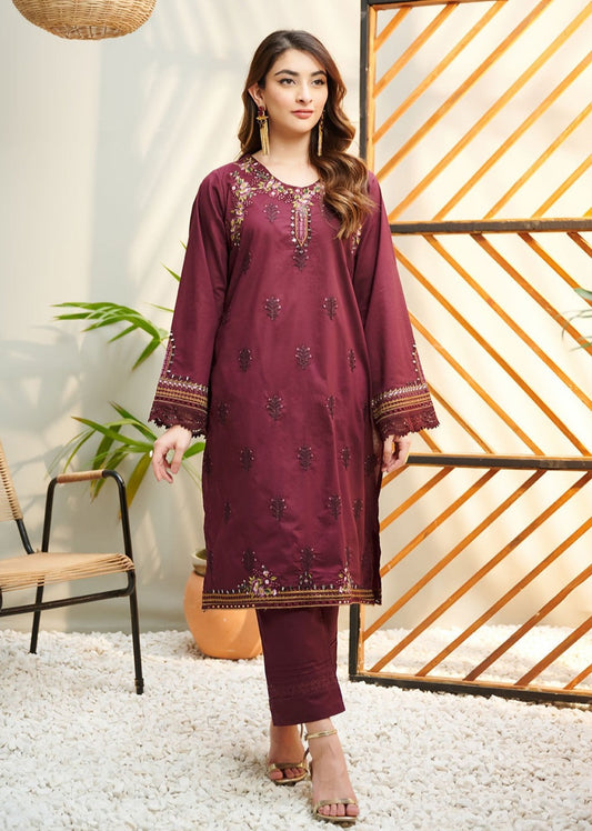 Burgundy - Women's Dress - DC-2040