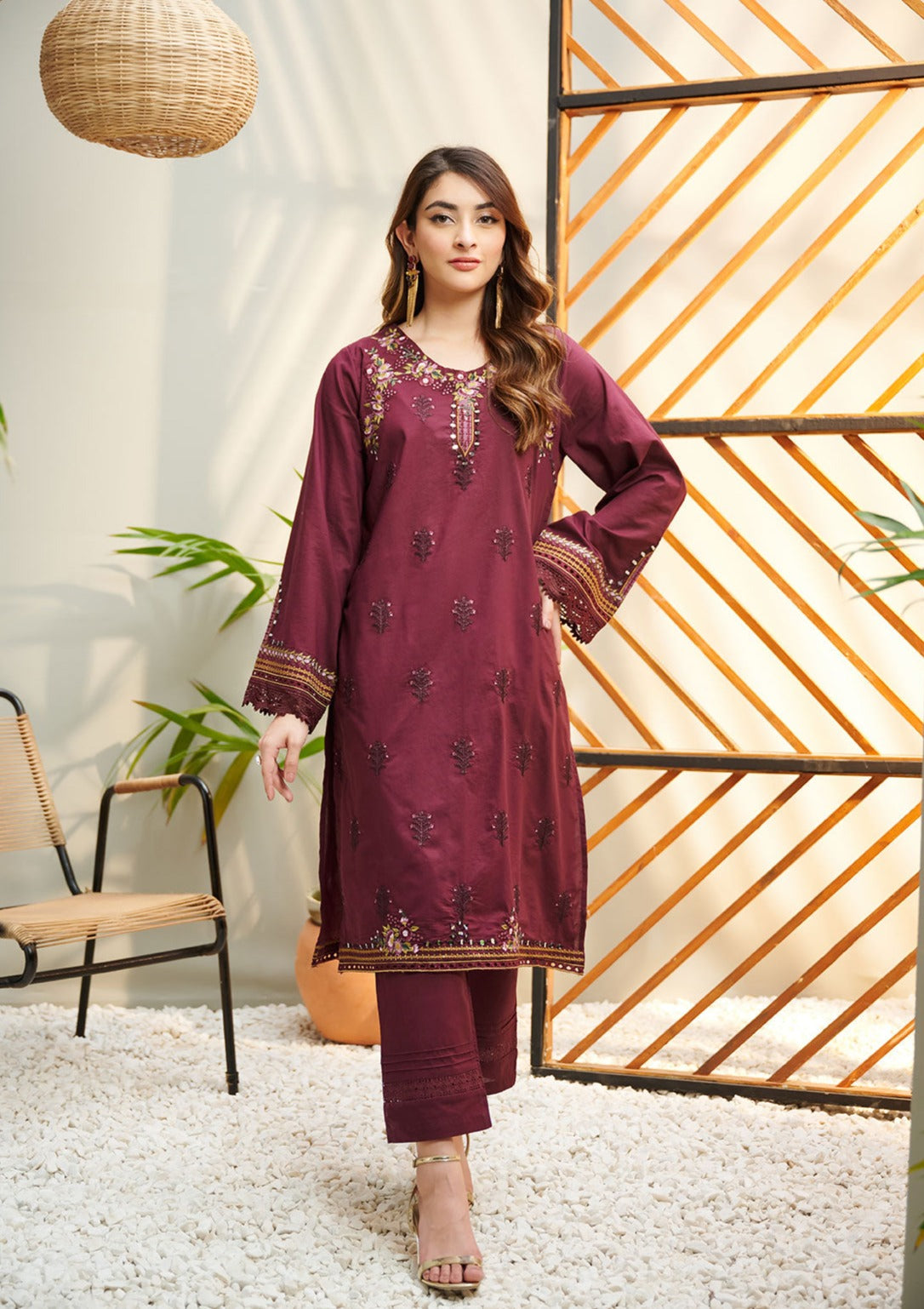 Burgundy - Women's Dress - DC-2040