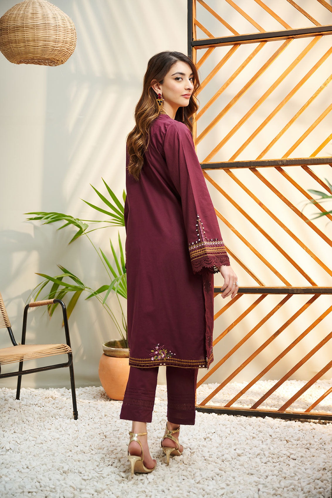 Burgundy - Women's Dress - DC-2040