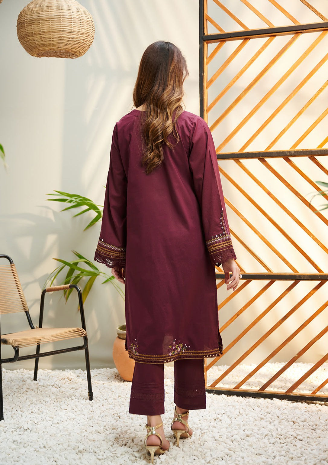 Burgundy - Women's Dress - DC-2040