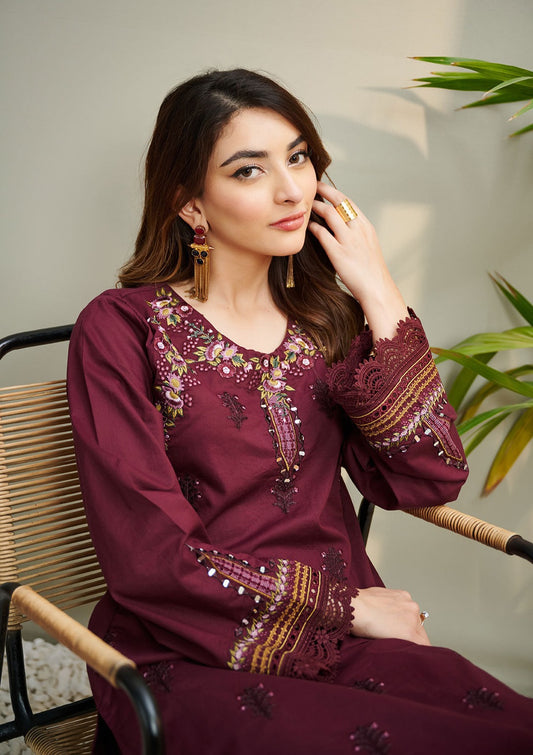 Burgundy - Women's Dress - DC-2040