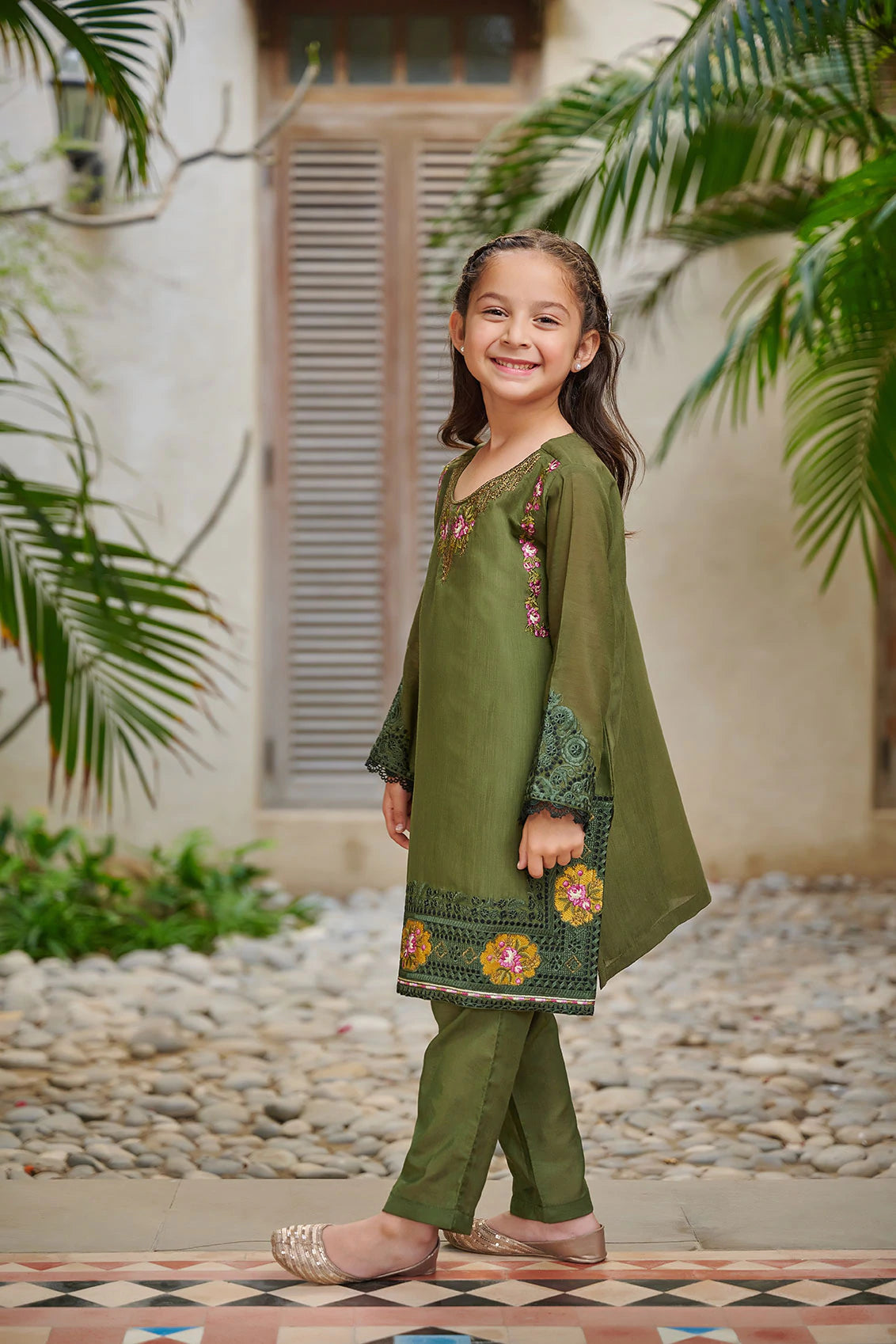 Dark Green - Girls Dress - DK-0127