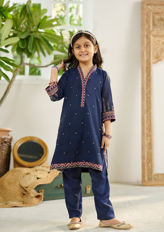 Navy Blue - Girl's Dress
