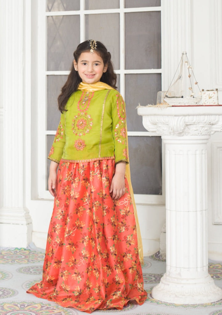 Orange - Girl's Lehnga Dress