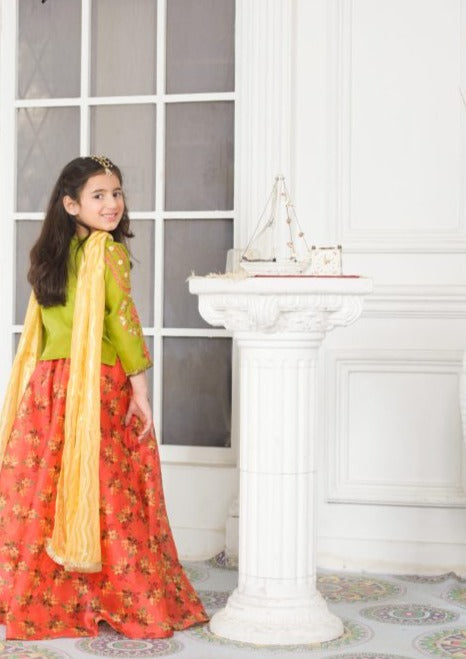 Orange - Girl's Lehnga Dress