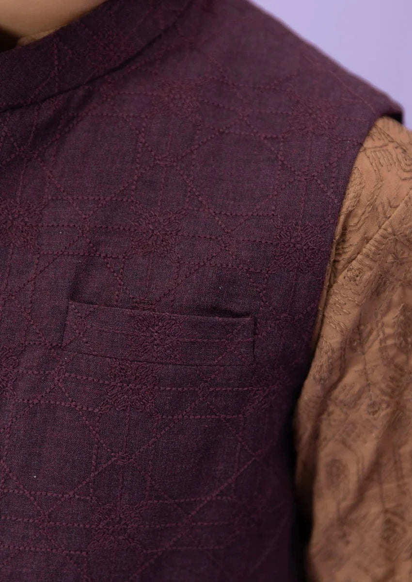 Dark Maroon - Boy's Waist Coat