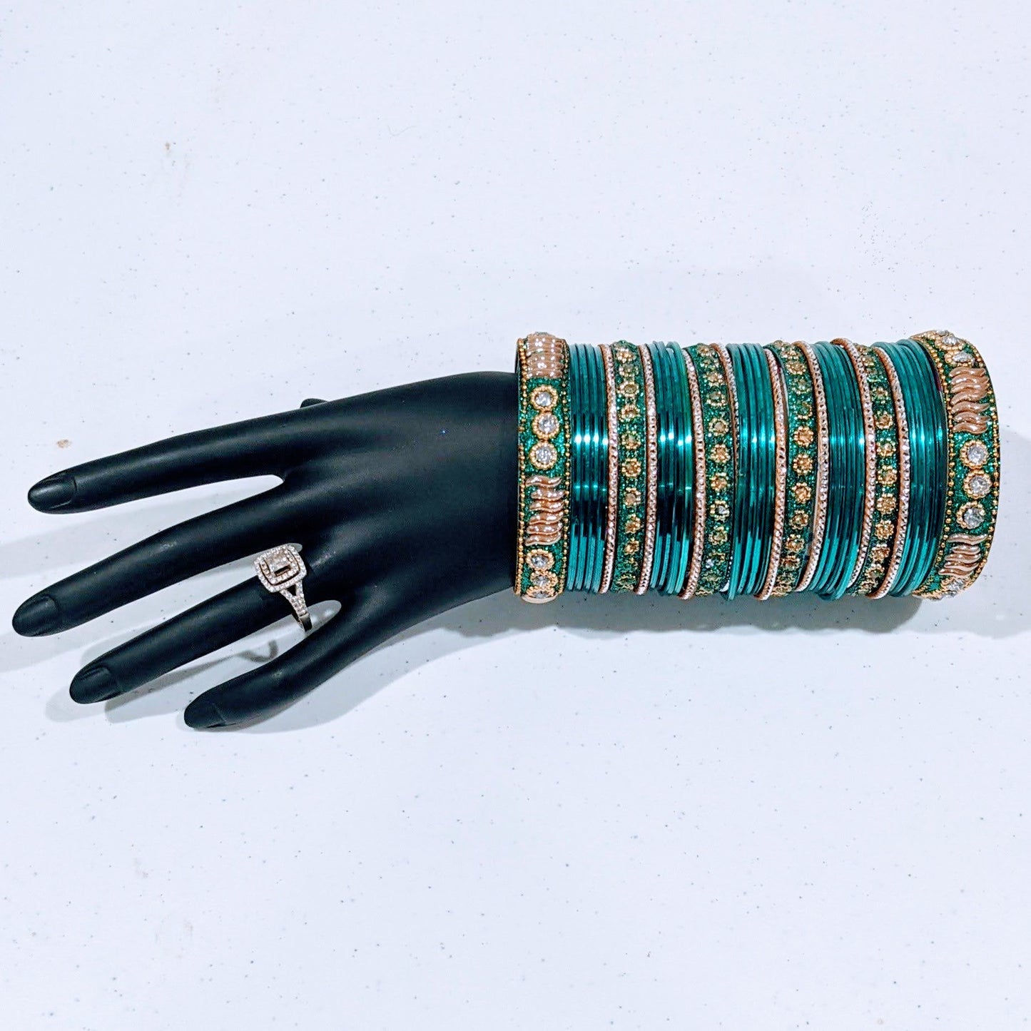 Bangles Large Set : Sea Green & Golden
