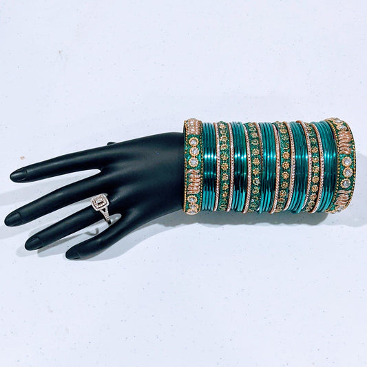 Bangles Large Set : Sea Green & Golden
