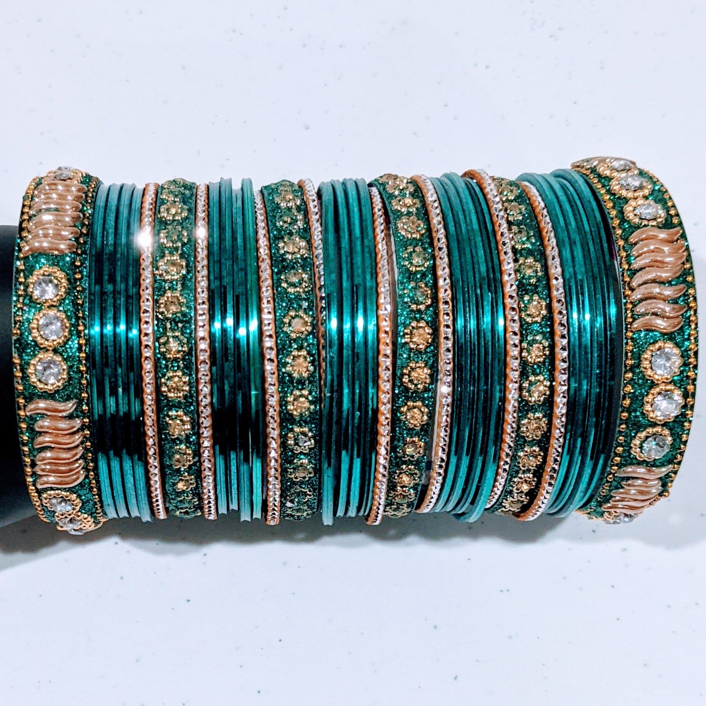 Bangles Large Set : Sea Green & Golden