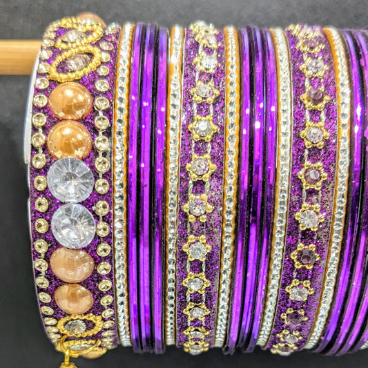 Bangles Large Set with Tassels : Purple & Golden