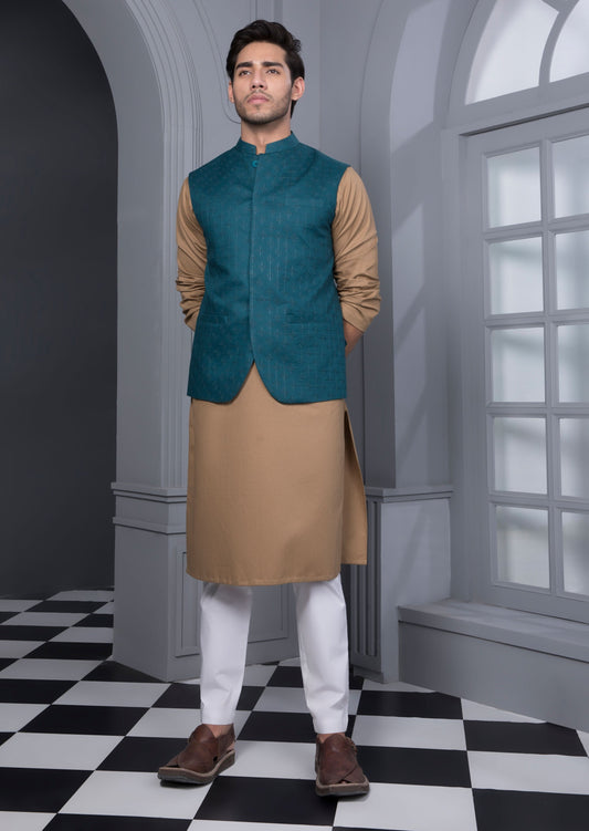 Green - Men's Waistcoat - Misty Teal