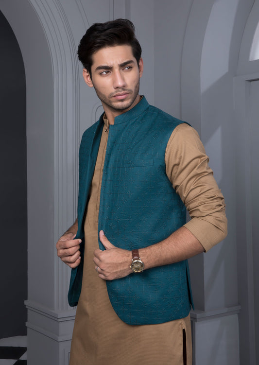 Green - Men's Waistcoat - Misty Teal