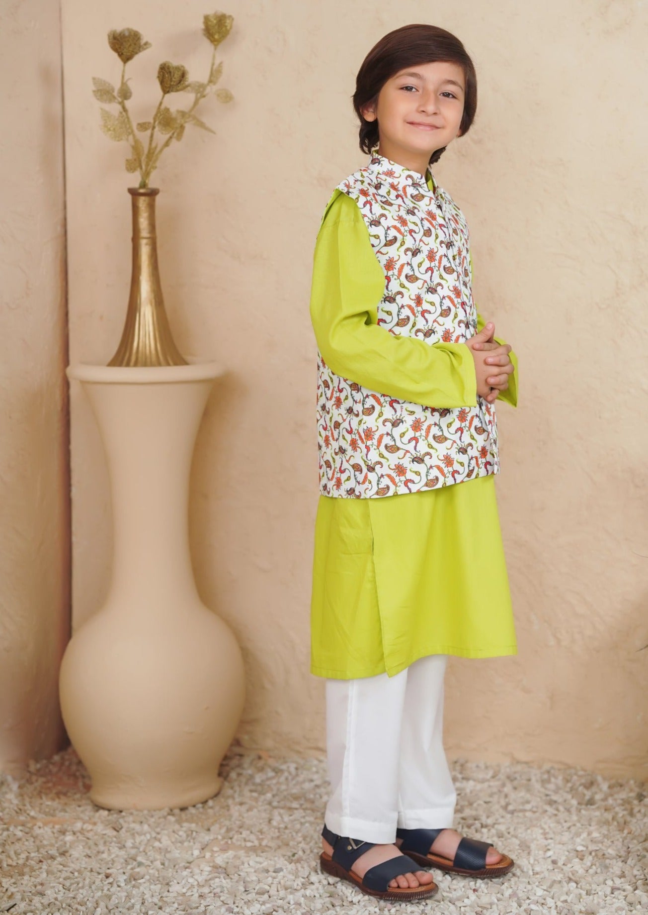 Green Cotton 3-Piece Kurta Shalwar