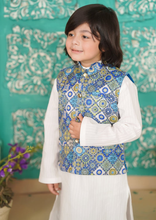 White Cotton 3-Piece Kurta Shalwar