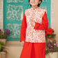 Red Cotton 3-Piece Kurta Shalwar