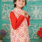 Red Cotton 3-Piece Kurta Shalwar