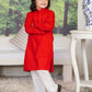 Red Cotton 2-Piece Kurta Shalwar