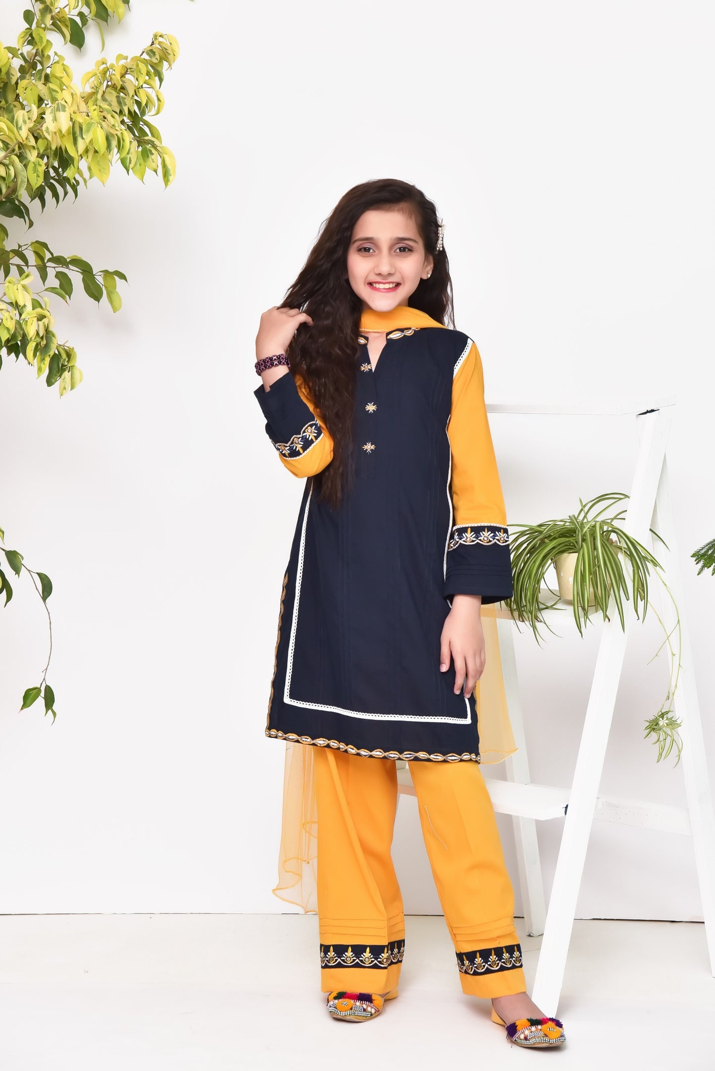 Navy & Mustard - Girl's Dress