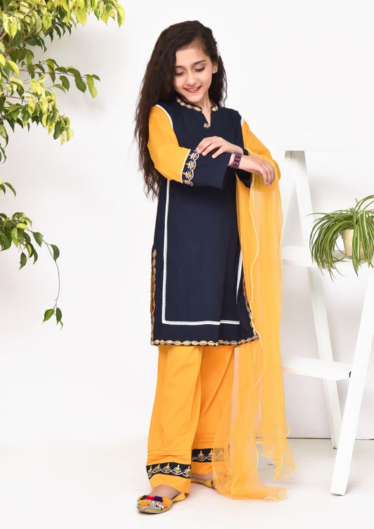 Navy & Mustard - Girl's Dress