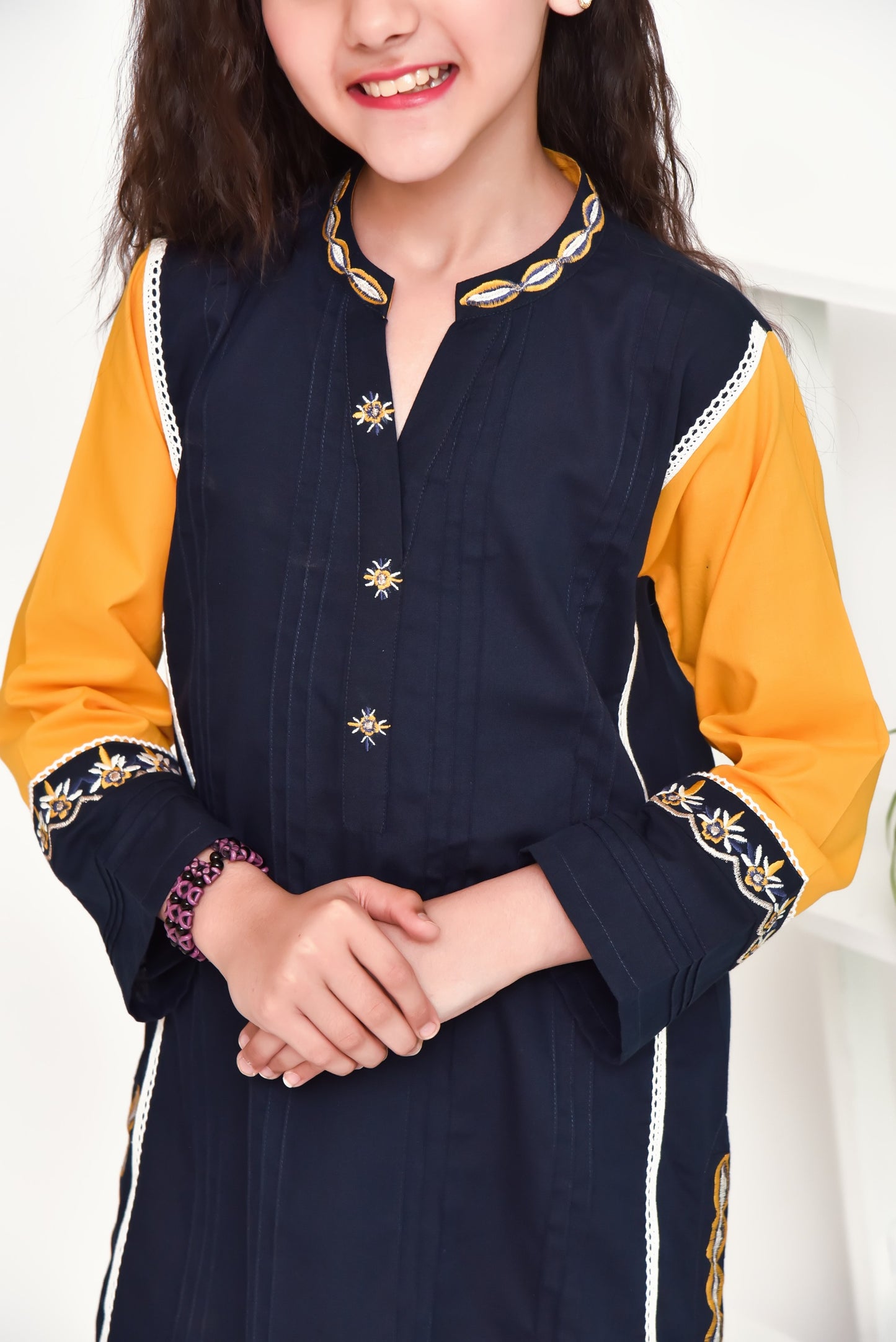Navy & Mustard - Girl's Dress