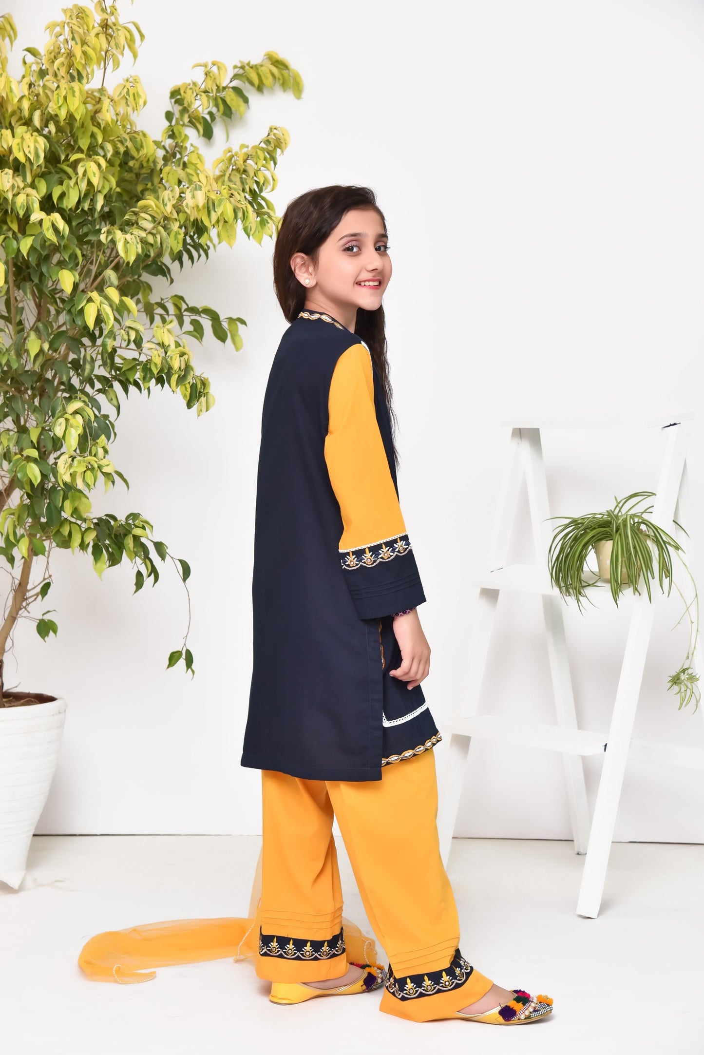 Navy & Mustard - Girl's Dress