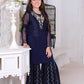 Navy Blue Gharara- 2 Piece Embroidered Suit