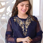 Navy Blue Gharara- 2 Piece Embroidered Suit