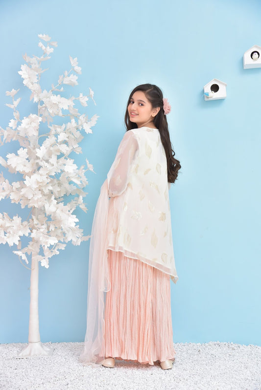 Off White - Girl's Gharara Dress