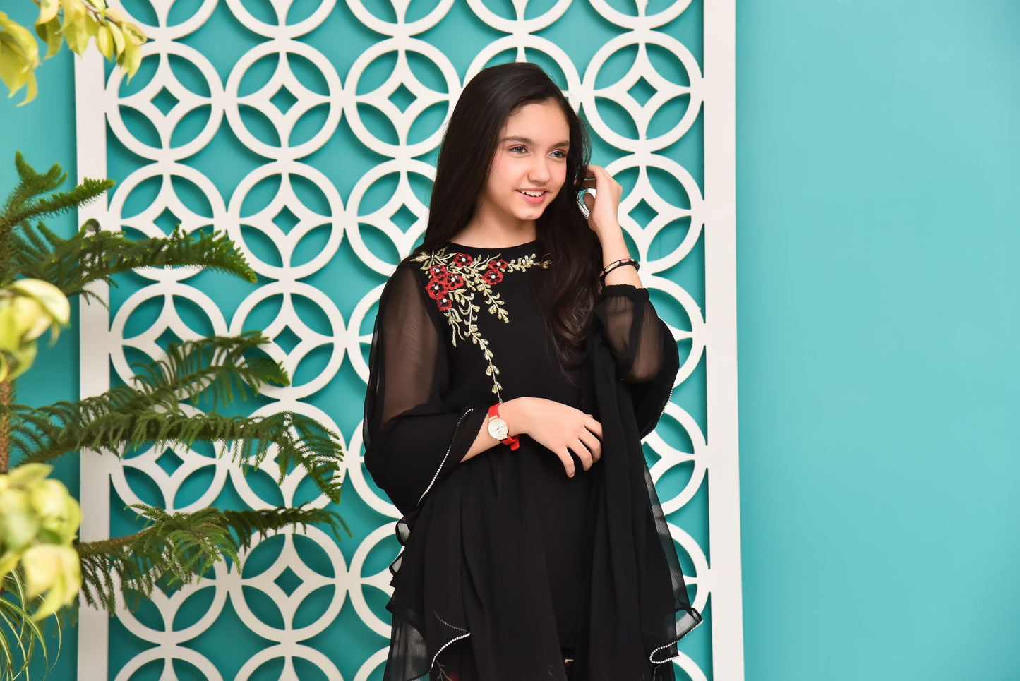 Black - Girl's Gharara Dress