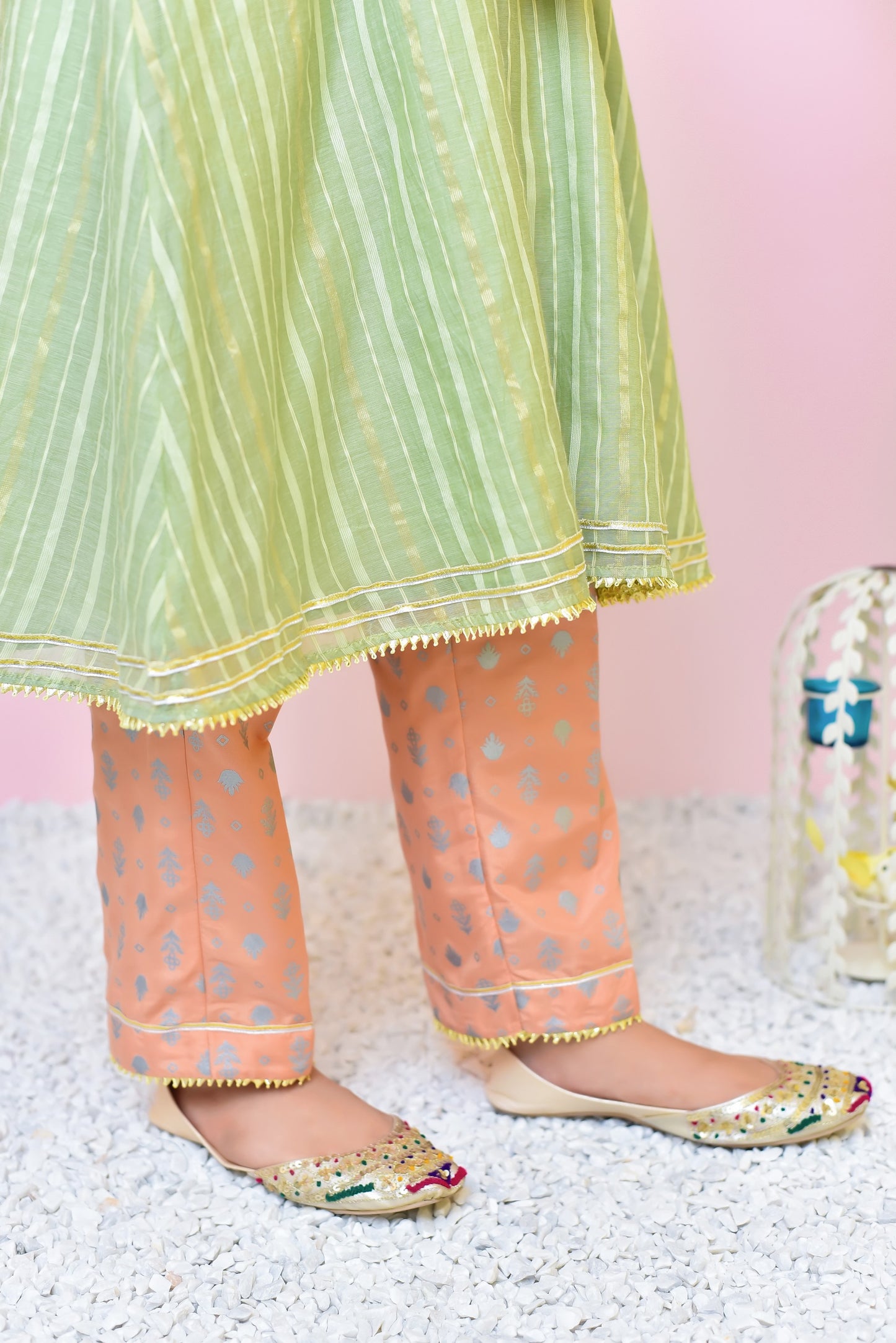 Green & Peach - Girl's Dress