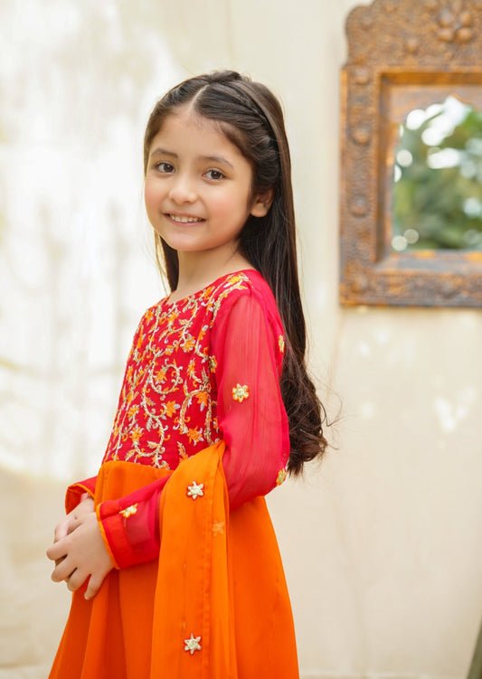 Orange & Red - Girl's Dress