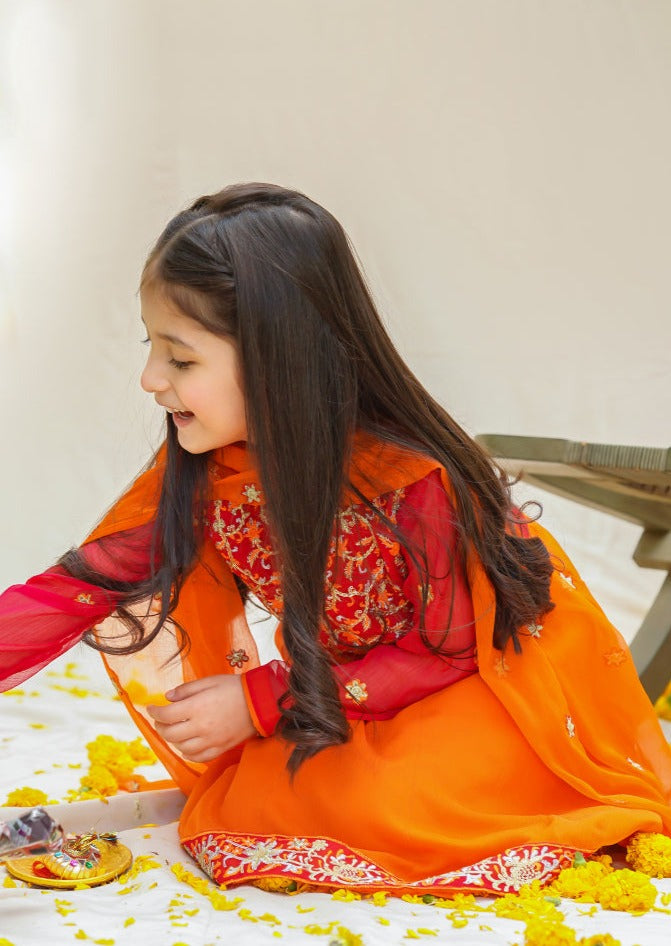 Orange & Red - Girl's Dress