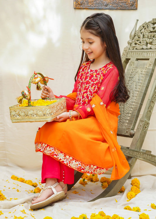 Orange & Red - Girl's Dress