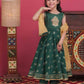 Bottle Green & Gold- Girl's Dress